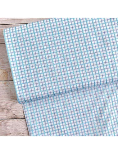 Coton chemisier carreaux bleu