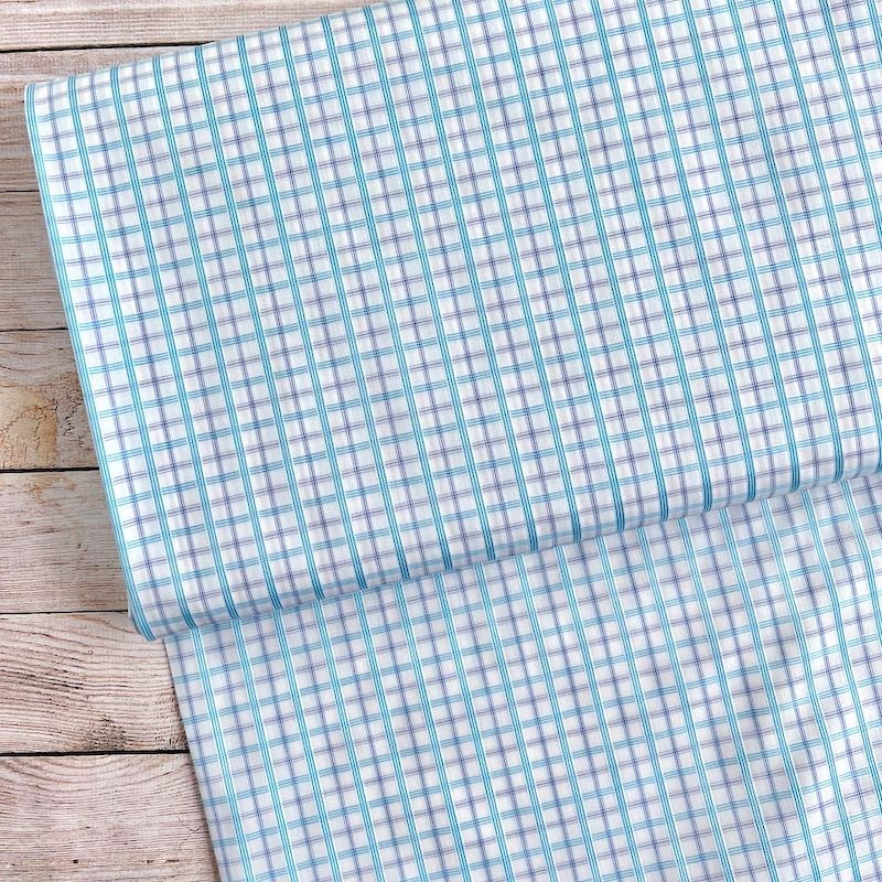 Coton chemisier carreaux bleu